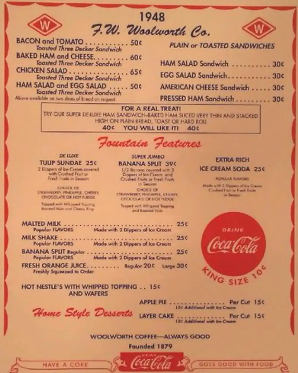 A Glimpse into the Woolworth Menu of 1948