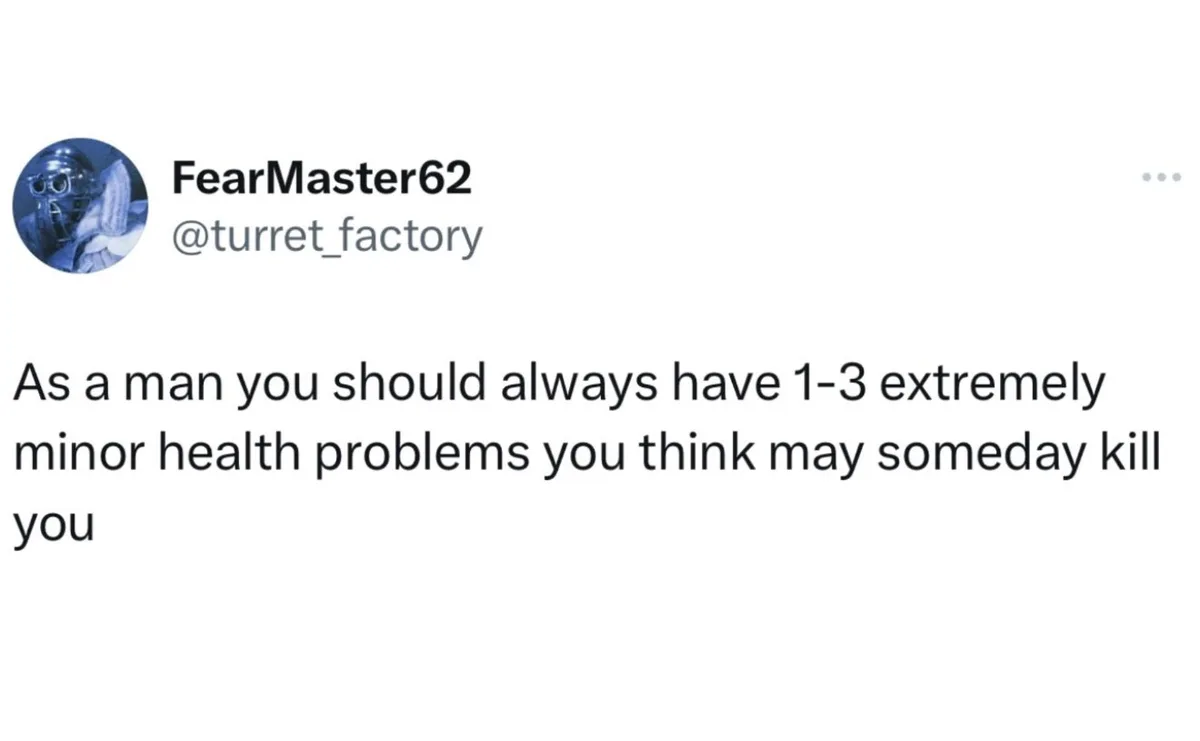 A screenshot of a tweet from user FearMaster62 (@turret_factory) displaying the text: 'As a man you should always have 1-3…