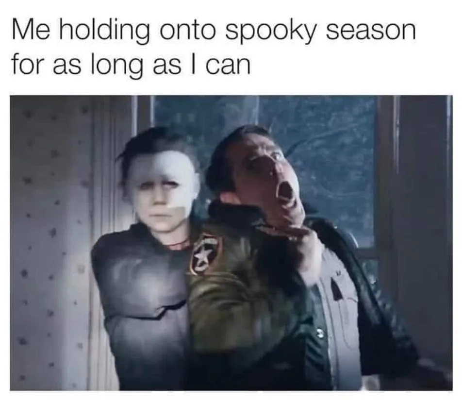A still image from the movie 'Halloween' shows Michael Myers, wearing his iconic white mask and dark clothing, standing…