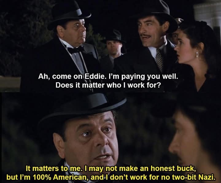 A two-panel meme from the movie 'The Untouchables' featuring mob boss Frank Nitti. In the top panel, he says, 'Ah, come on…