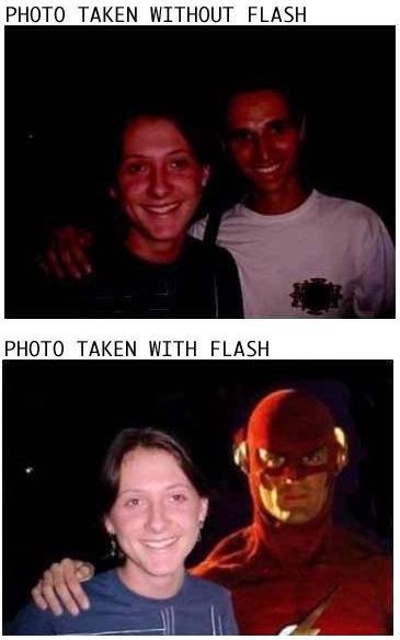 Two photos of a smiling woman and a man with his arm around her, side by side. The top photo is dark and grainy, labeled…