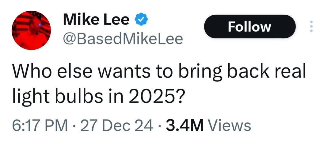 A screenshot of a tweet from verified Twitter user Mike Lee (@BasedMikeLee) with a red circular profile picture. The tweet…