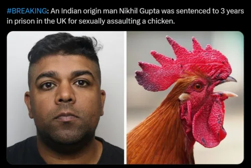 The image displays a split-screen: on the left, a mugshot of a man with dark hair and a neutral expression; on the right, a…