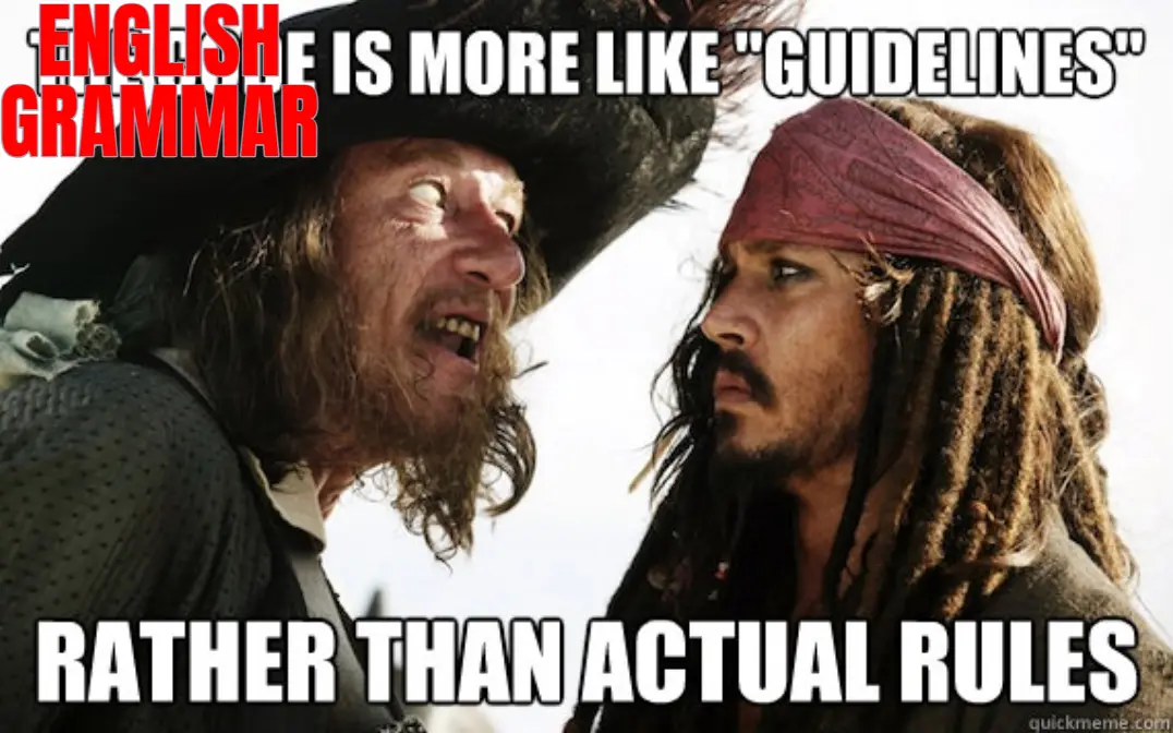 Two pirates from the 'Pirates of the Caribbean' films face each other, one shouting aggressively while the other looks…