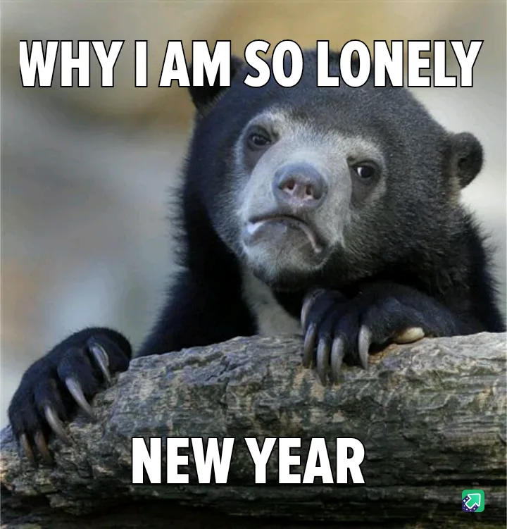 A close-up photo of a sad-looking spectacled bear resting its paws on a log, looking melancholic. The text overlaid in bold…