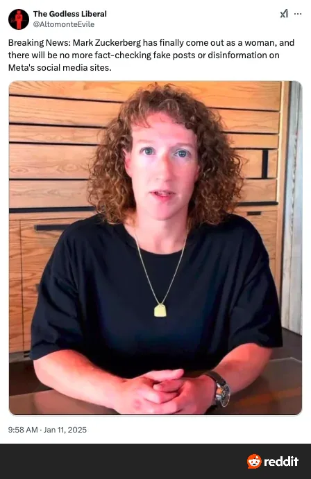A screenshot of a tweet from 'The Godless Liberal' shows a person with curly hair and a black shirt sitting at a table, with…