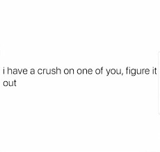 A plain white background with black sans-serif text that reads 'i have a crush on one of you, figure it out'. The text is…