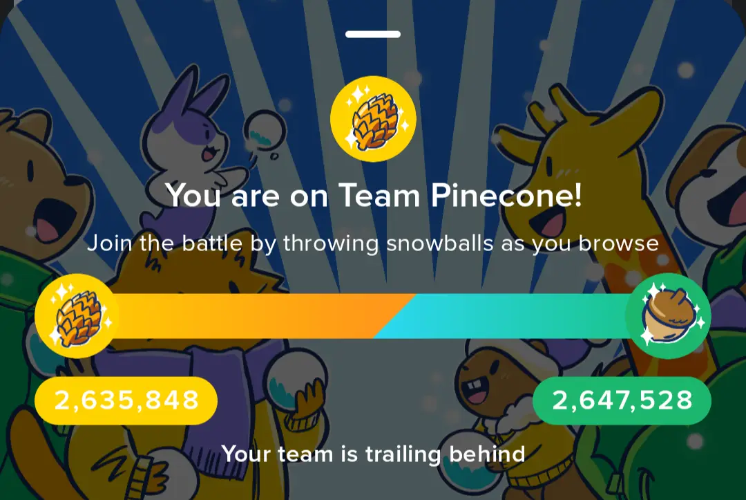 A screenshot from a mobile game shows a scoreboard with cartoon animal characters cheering. The text declares the player is…