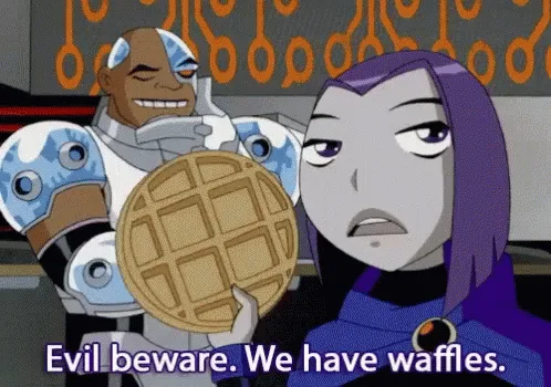 A six-panel comic strip from the animated series 'Ben 10' shows the villainous character Rook holding a large waffle while…