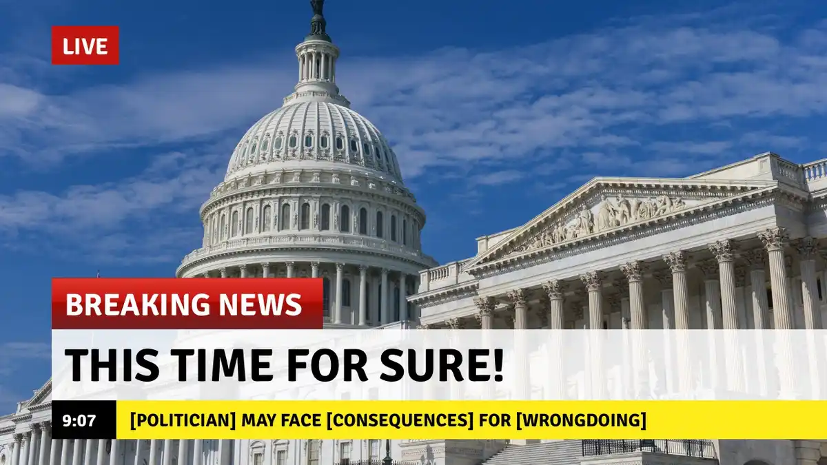 The image shows the U.S. Capitol building under a blue sky with white clouds. Overlaid text includes a red 'LIVE' box in the…