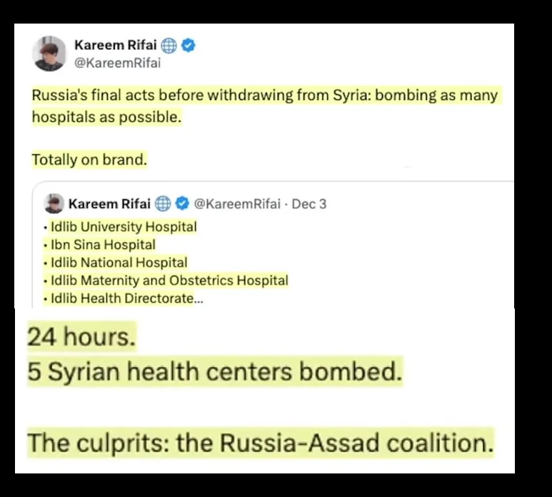 Russia's Last Moves in Syria: Targeting Hospitals Before Withdrawal