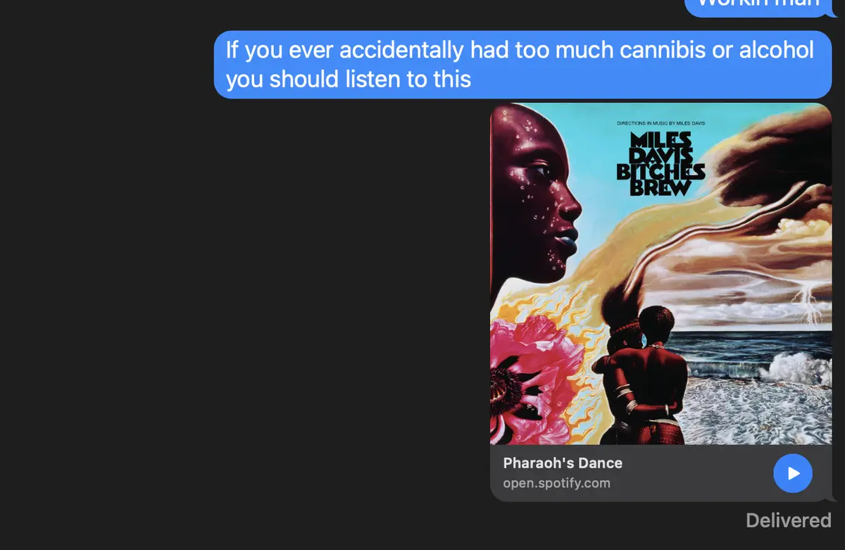 A screenshot of a text message conversation shows a blue message bubble with the text 'If you ever accidentally had too much…
