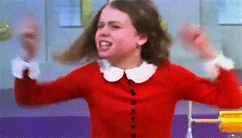 A six-panel image sequence shows a young girl in a red dress with a white collar, energetically dancing and moving her arms…