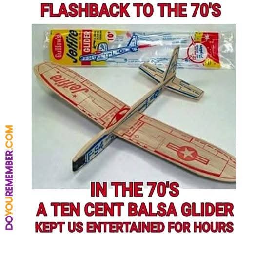 A vintage 1970s Jetfire brand balsa wood glider airplane is shown with its original packaging in the background. The text…