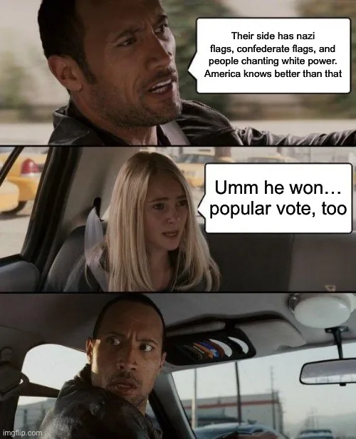 A three-panel meme featuring Dwayne 'The Rock' Johnson in a car, first looking concerned while speaking, then a blonde woman…