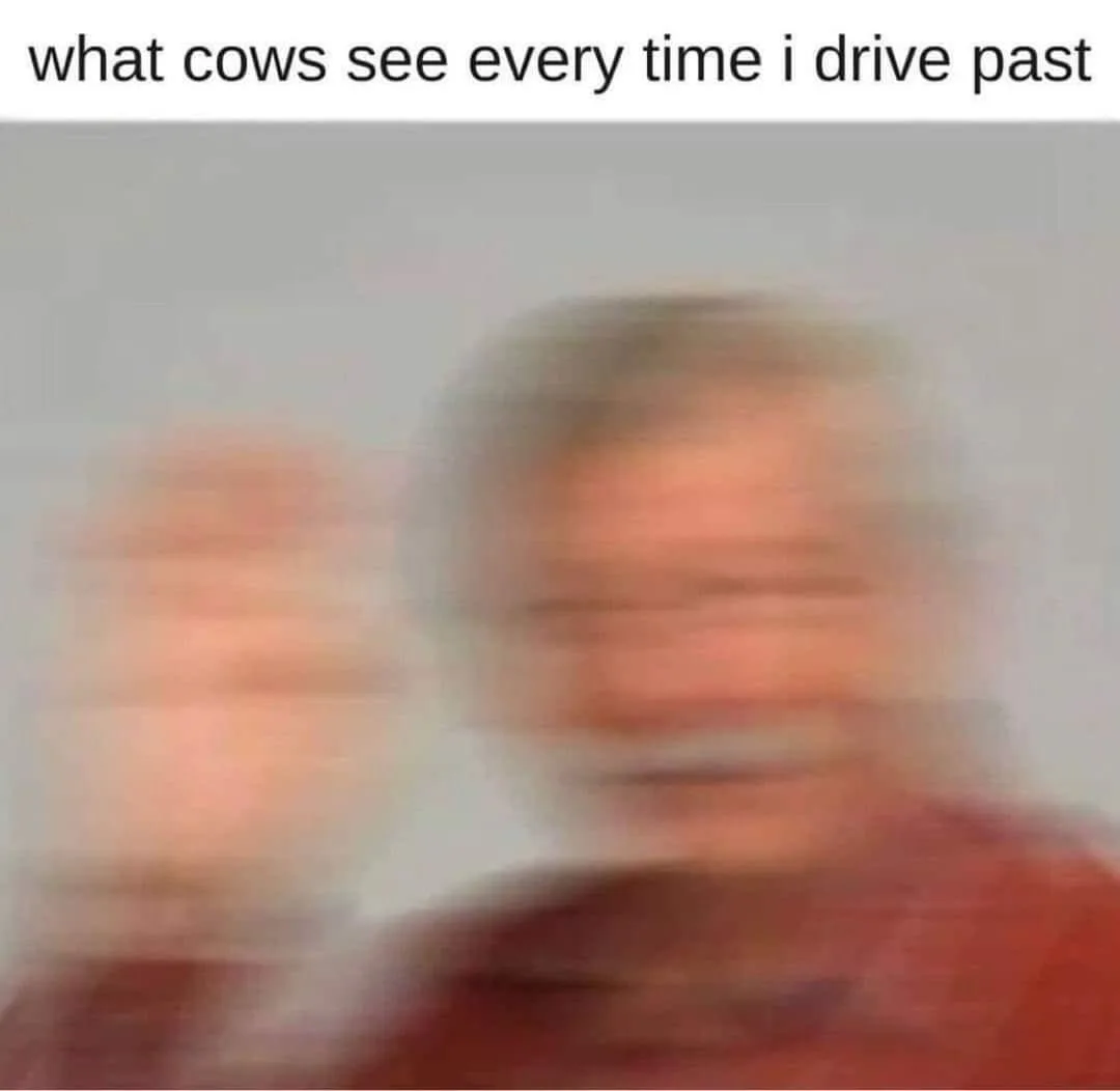 A heavily motion-blurred image of a man with gray hair and a mustache, wearing a red shirt, waving his right hand. The…