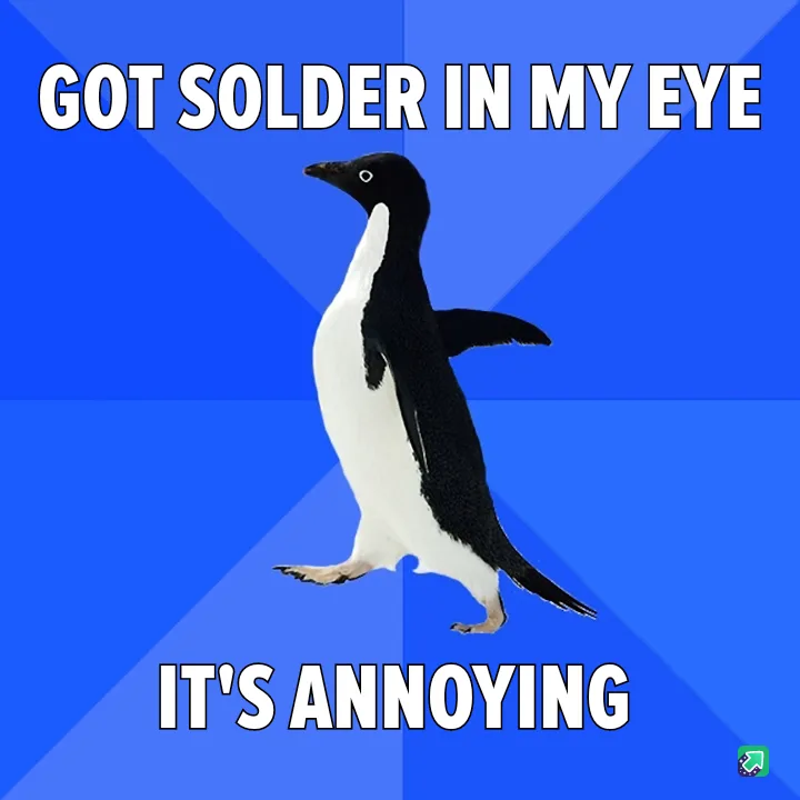 A black-and-white penguin stands against a blue background with diagonal stripes. White bold text at the top reads 'GOT…