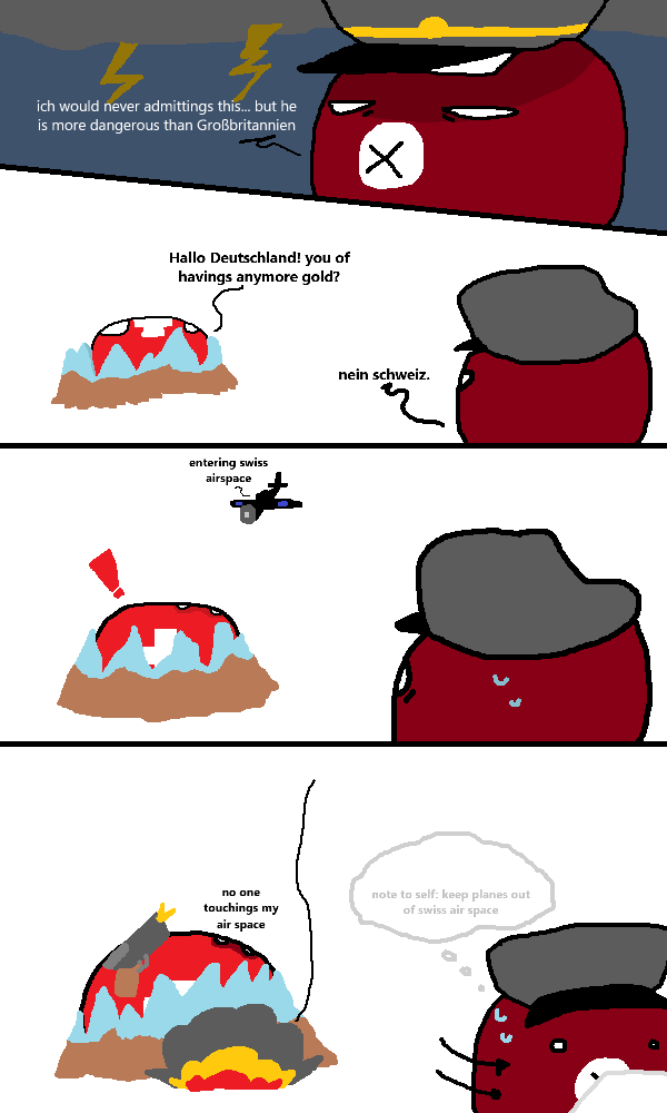 A four-panel comic depicts a red, round, military-style character with a grey hat and an 'X' on its face. In the first…