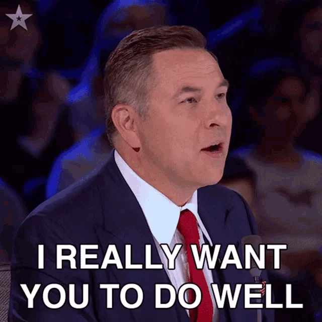 A six-panel image shows a man in a dark suit and red tie speaking on stage with an audience behind him. In each panel, he…
