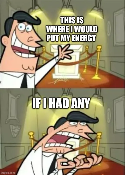 Two-panel cartoon meme featuring a man in a white suit and black tie. In the top panel, he points enthusiastically at a…