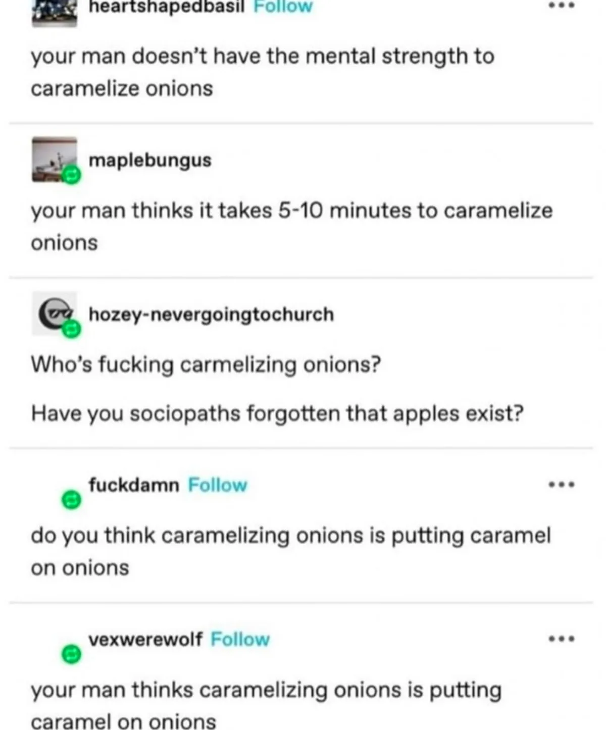 A screenshot of a social media comment thread where users joke about men's misconceptions regarding the time and process of…