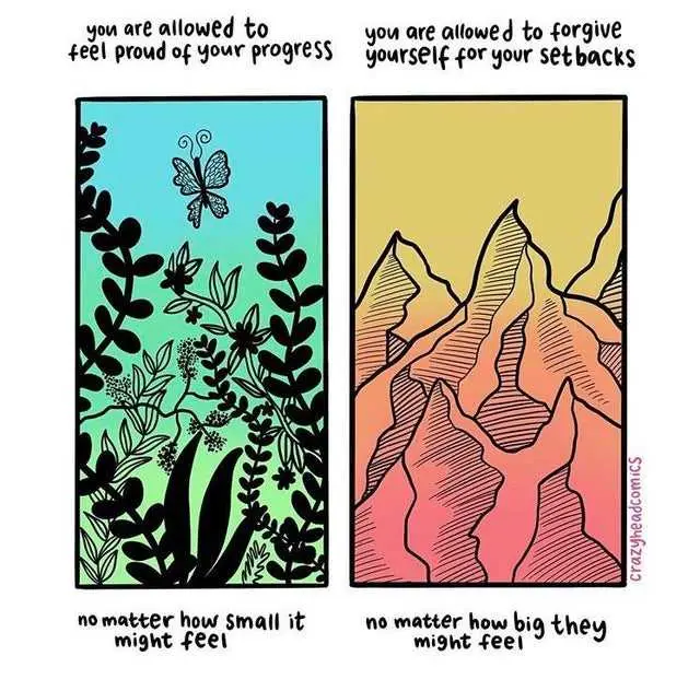 The image is split into two panels. The left panel shows a butterfly flying above lush green foliage against a teal sky…