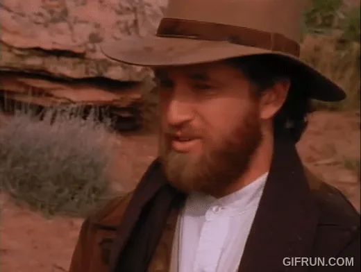 A three-panel meme shows a man in a cowboy hat looking skeptical, then a man in a trench coat walking away from a glowing…