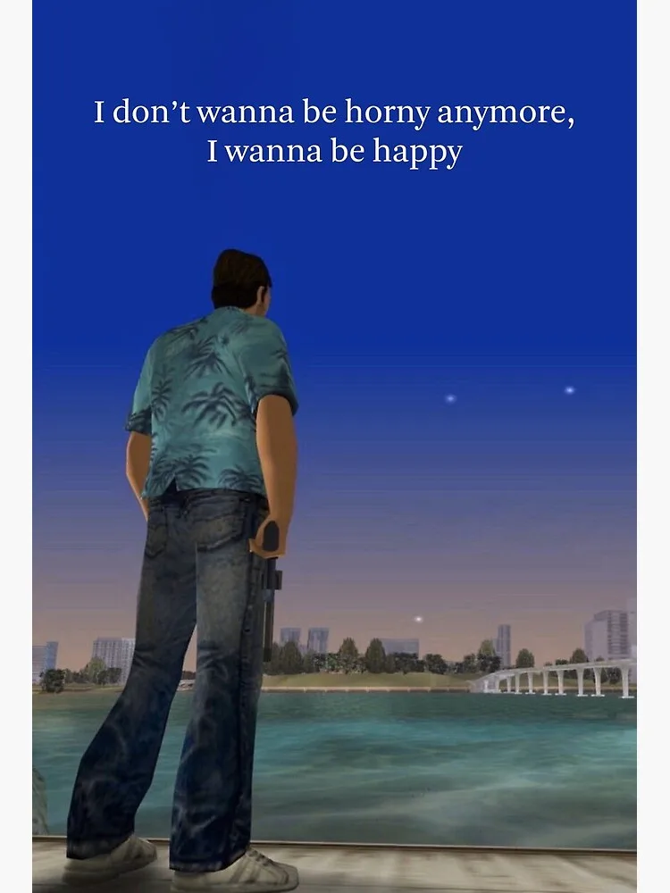 A video game character, seen from behind, stands on a pier overlooking water with a city skyline and bridge in the distance…