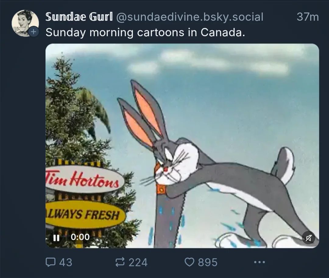 A cartoon image shows Bugs Bunny, a grey rabbit with long ears, looking annoyed while leaning against a pole. Behind him is…