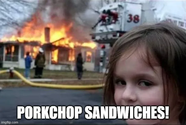 A close-up of a young girl with a deadpan, unimpressed expression dominates the foreground, while behind her, a house is…