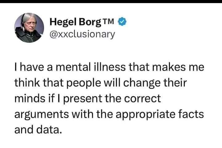 A screenshot of a tweet from a Twitter account named 'Hegel Borg™' with a profile picture of a man with gray hair and a…