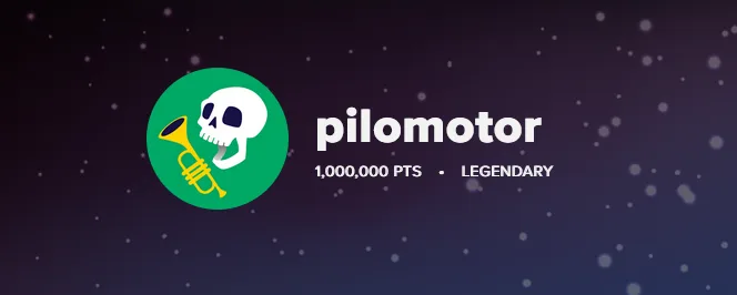 A dark purple background with white speckles resembling stars. On the left is a green circular icon containing a white skull…