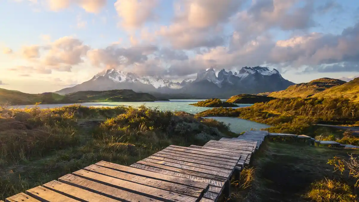 Trekking through Torres del Paine National Park in Chile, this pathway leads to adventure amidst rugged Patagonia's iconic…