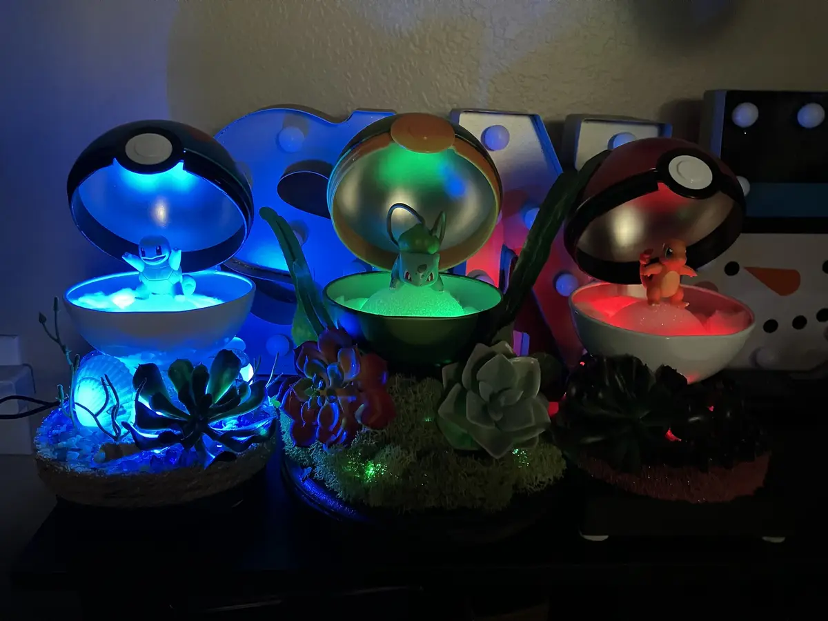 Check Out These Starter Pokémon Lamps I Created!