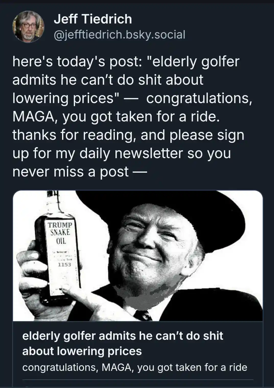 The Trump Snake Oil Saga