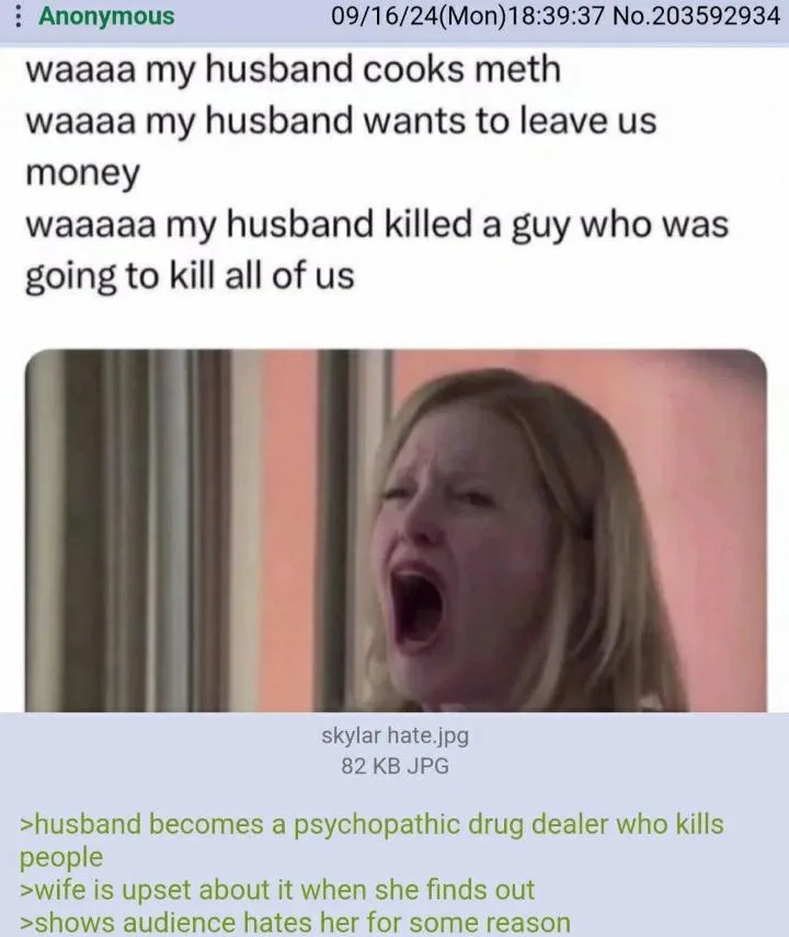 A screenshot of a 4chan post shows a woman with blonde hair screaming in terror, overlaid with text listing increasingly…