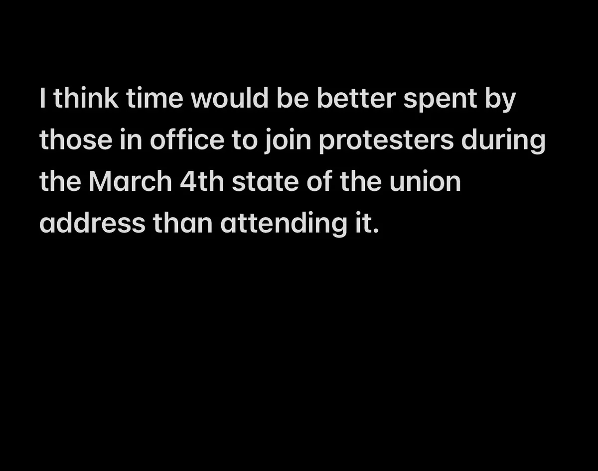The image is a solid black background with white text centered, reading: 'I think time would be better spent by those in…