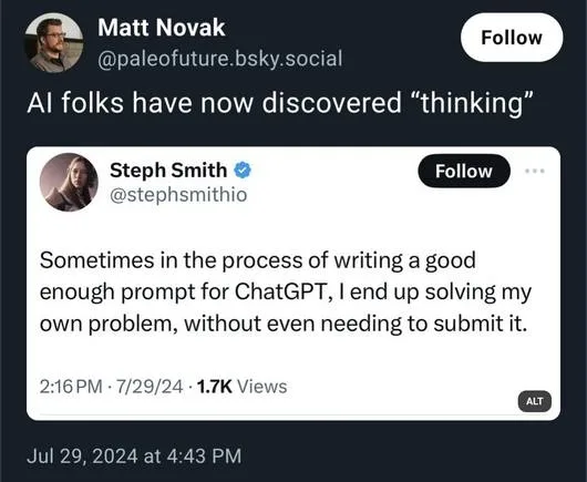 A screenshot of a social media post by Matt Novak replying to a tweet by Steph Smith. Steph's tweet says: 'Sometimes in the…