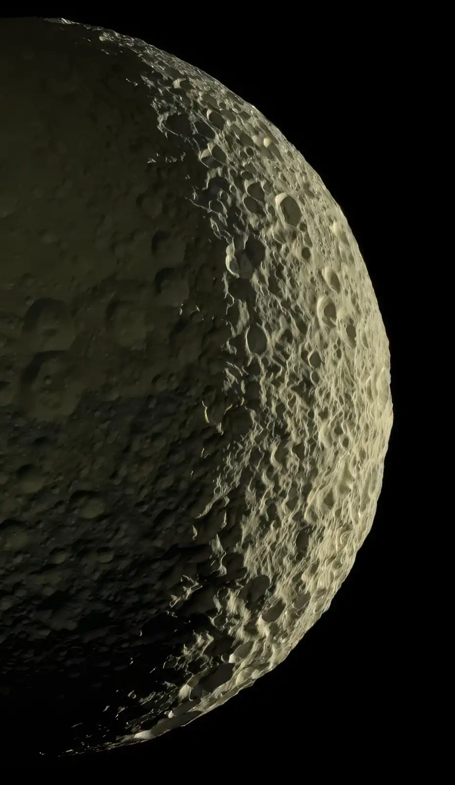 The Most Crystal Clear Image Ever of Mimas, Saturn's Enigmatic Moon