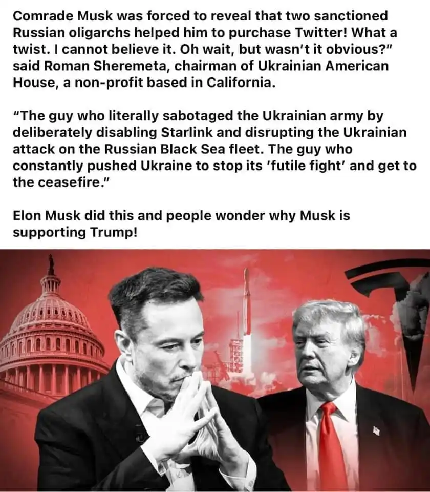 The image shows two men, Elon Musk on the left with hands clasped near his mouth and Donald Trump on the right, set against…