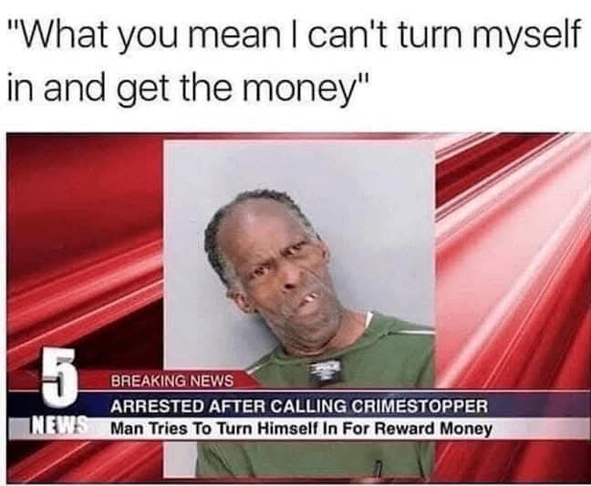 A mugshot of a Black man with a confused and slightly annoyed expression is overlaid on a news broadcast graphic. The news…