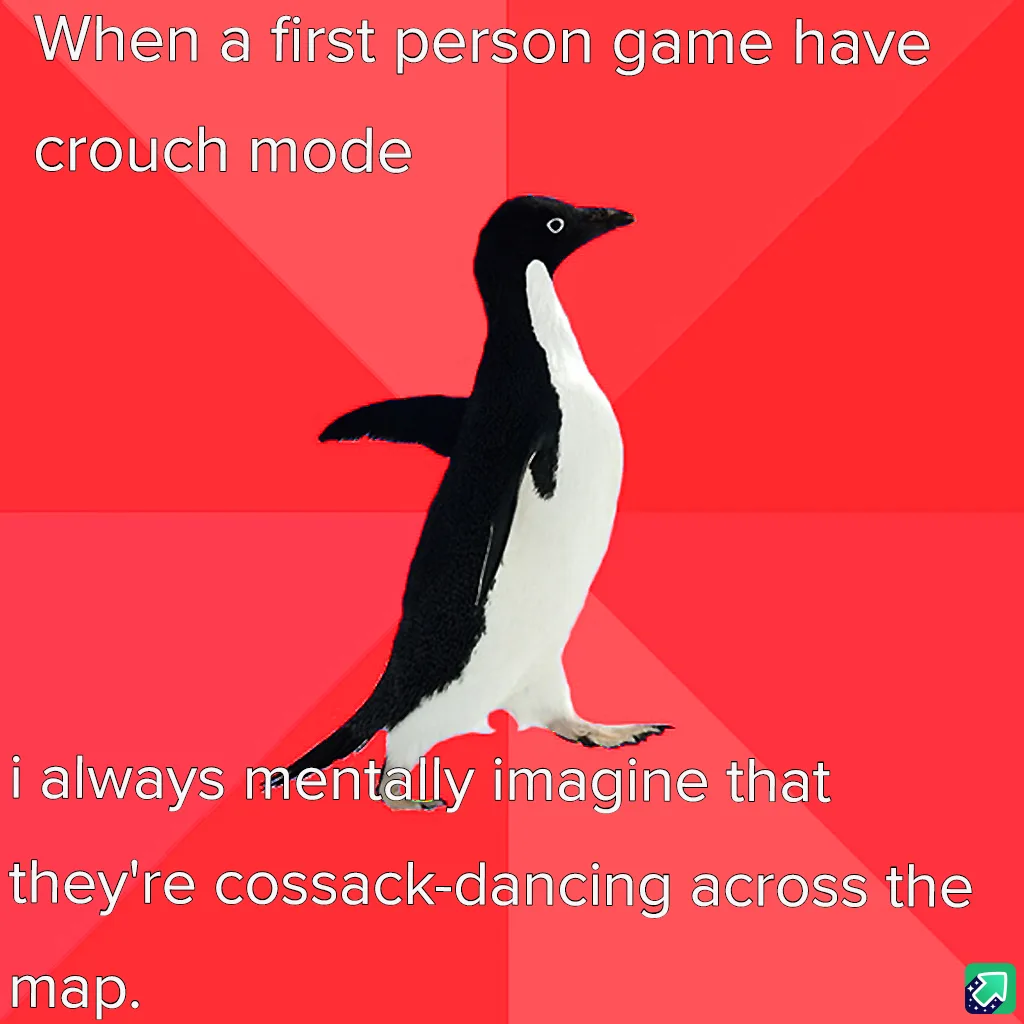 A black-and-white penguin stands upright on a red background with diagonal stripes. White text at the top reads 'When a…