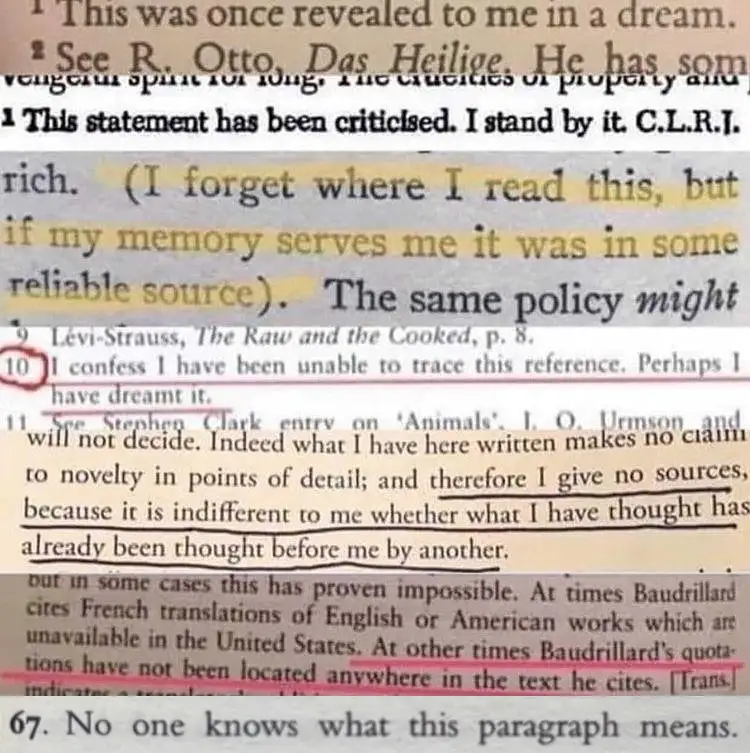 A screenshot of a text document with several paragraphs of academic writing, some lines underlined or highlighted in yellow…