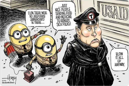 Two Minions in military-style uniforms stand before a man in a black uniform with a 'T' insignia, outside a building labeled…