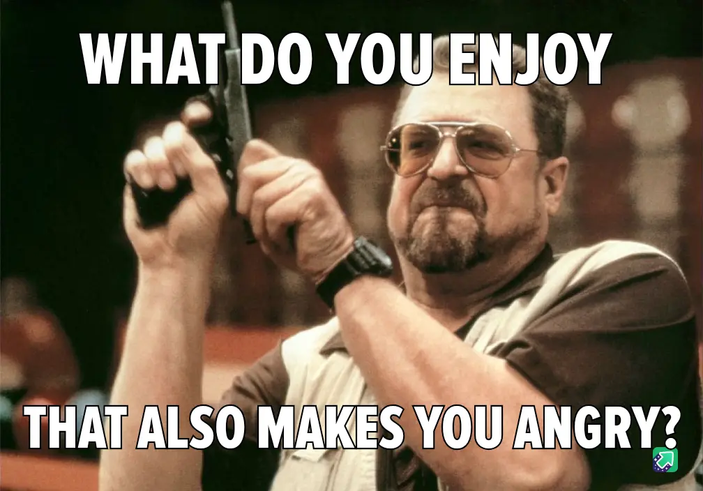 A man with a mustache and aviator sunglasses holds a handgun pointed upward with both hands, wearing a dark and…