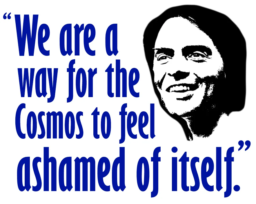 A black-and-white stylized portrait of a smiling man is positioned on the right side of the image. Large, bold blue text…