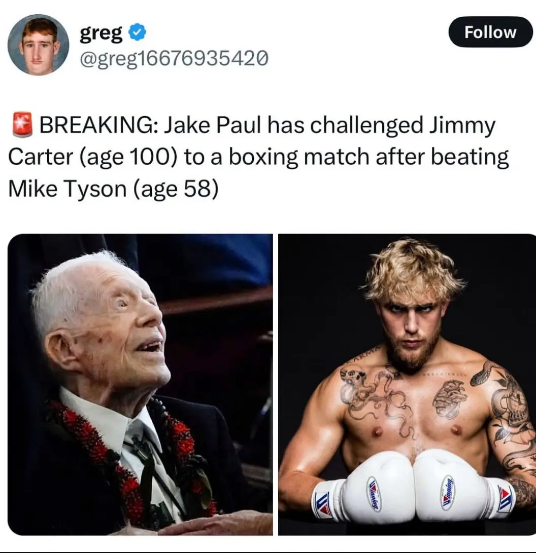 The image displays a side-by-side comparison: on the left, an elderly man with white hair wearing a suit and red lei…