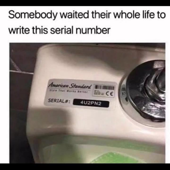 A close-up photo of a white American Standard toilet tank shows a serial number label reading '4U2PN2'. The overlaid text…