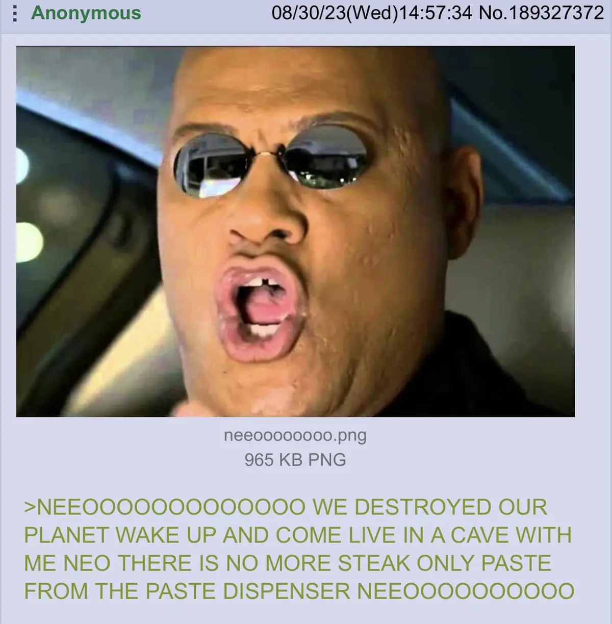 A close-up image of a bald man wearing dark sunglasses, mouth wide open in an exaggerated yelling expression, seemingly…
