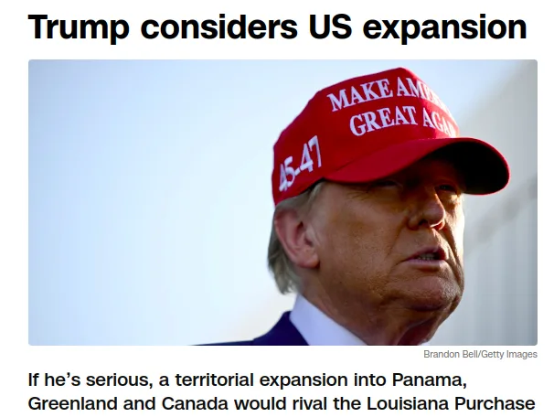 A photo of Donald Trump wearing a red 'Make America Great Again' cap with '45-47' written on the side. The image has…